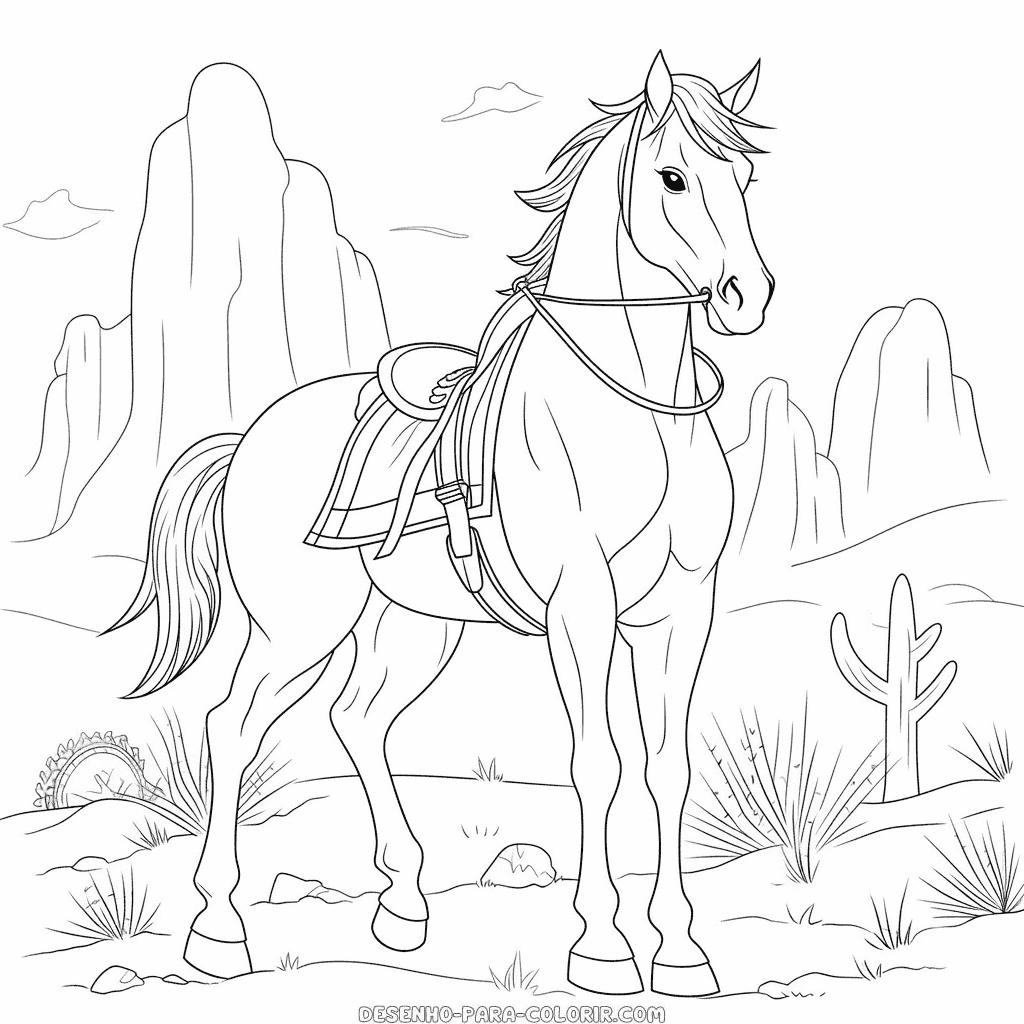 Desenho de cavalo ocidental para colorir