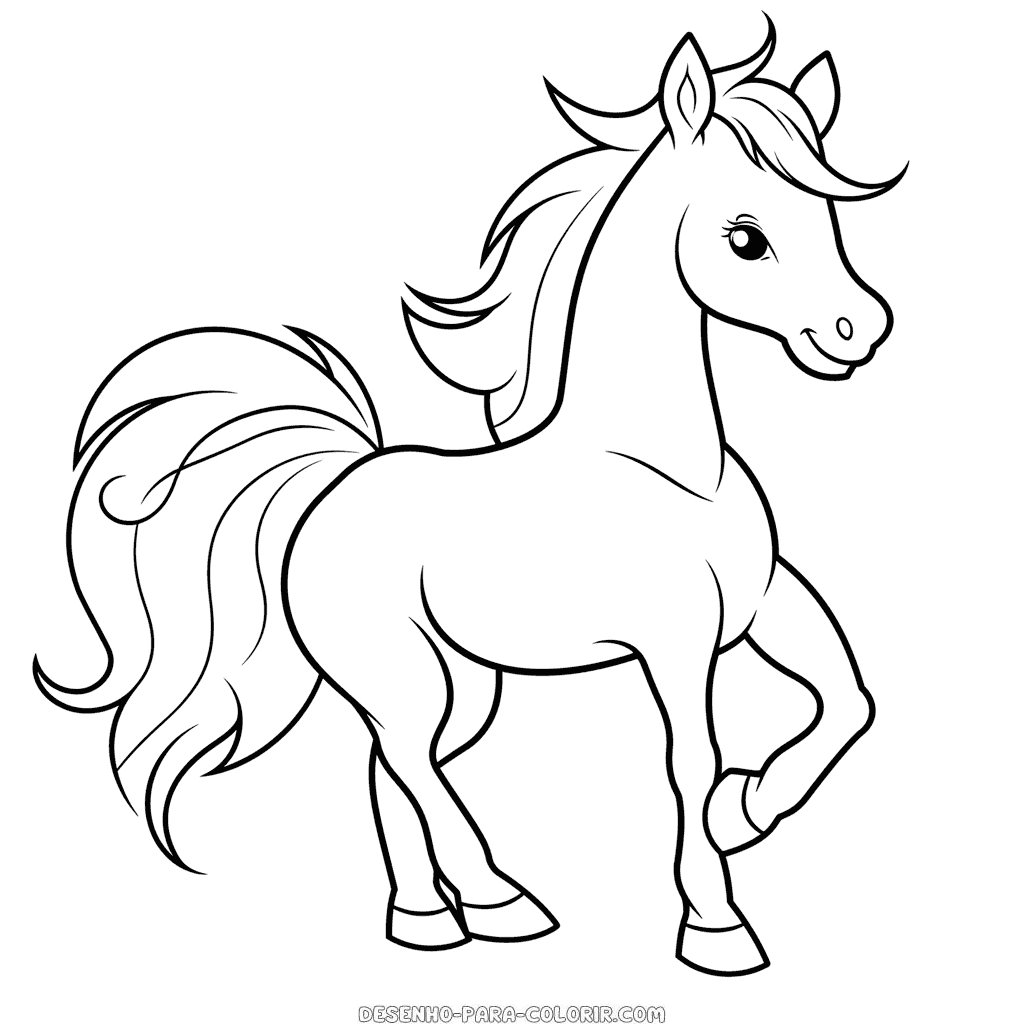 Desenho de cavalo para crianças em idade pré-escolar para colorir