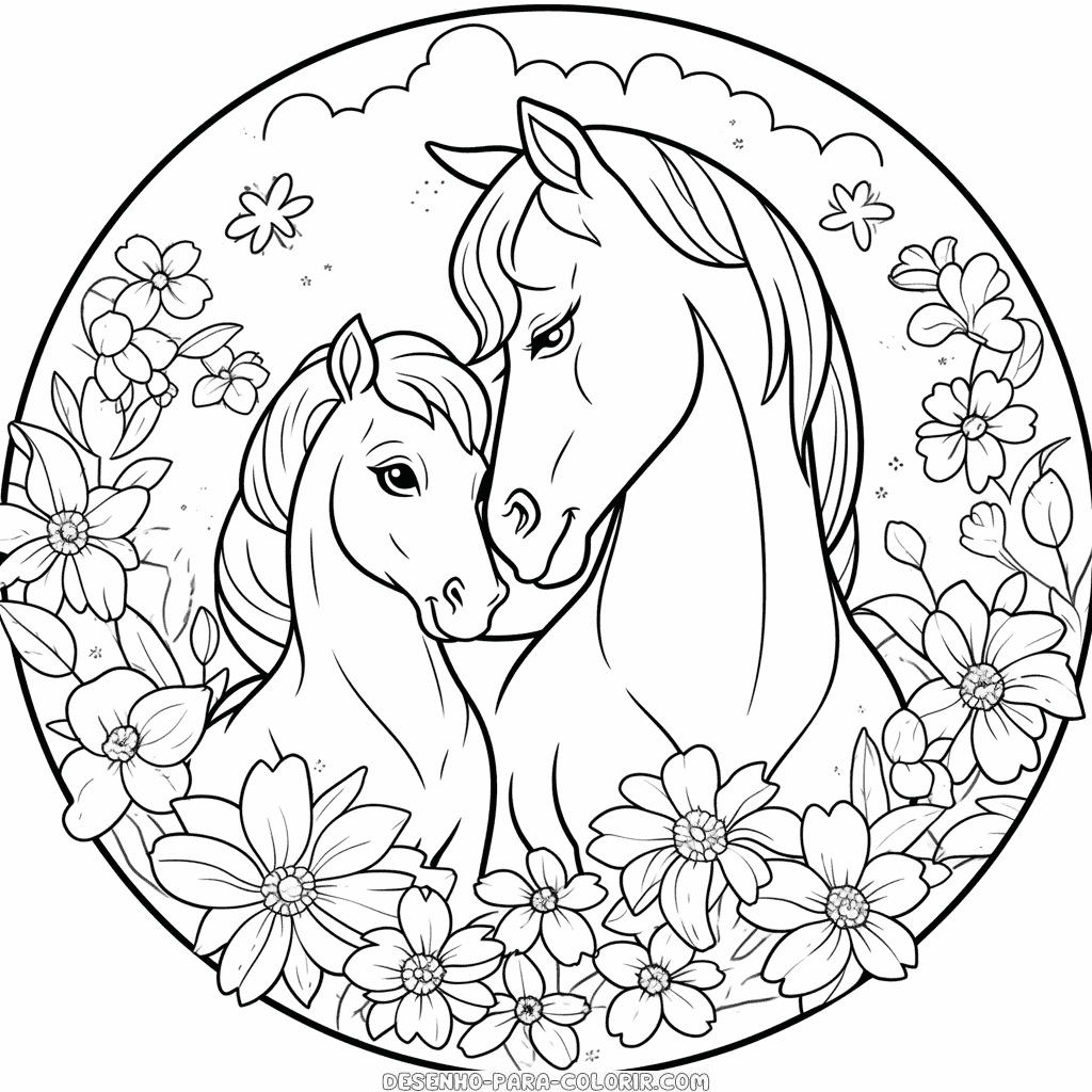 Desenho de cavalo para o dia das mães para colorir