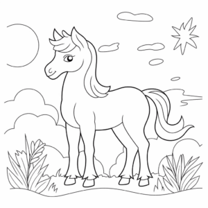 Desenho de cavalo pré-escolar para colorir