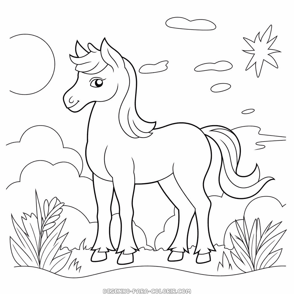 Desenho de cavalo pré-escolar para colorir
