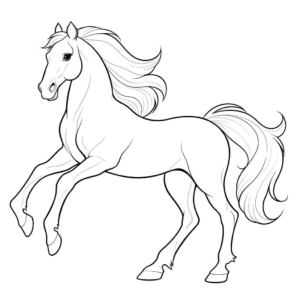 Desenho de cavalo preto e branco para colorir