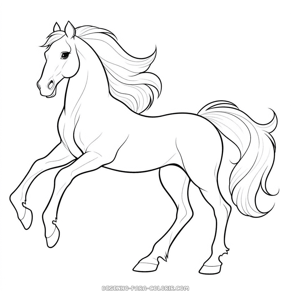 Desenho de cavalo preto e branco para colorir