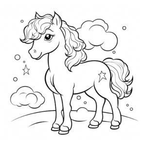 Desenho de cavalo sonhador para colorir