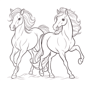 Desenho de cavalos selvagens para colorir