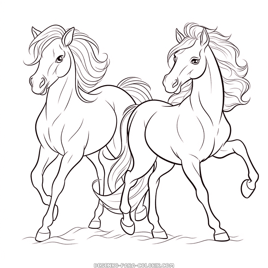 Desenho de cavalos selvagens para colorir