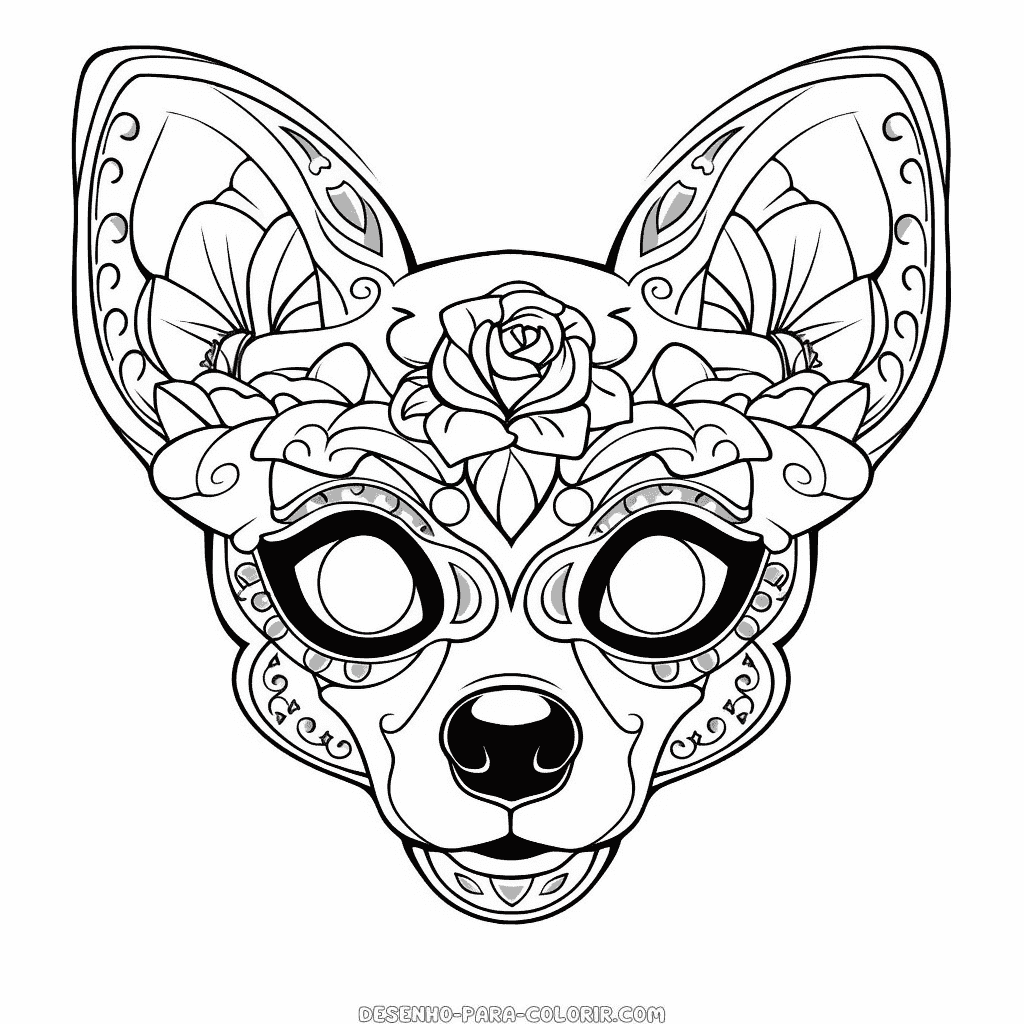 Desenho de caveira de açúcar para cachorro para colorir