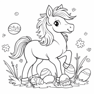 Desenho de celebrações da páscoa dos cavalos para colorir