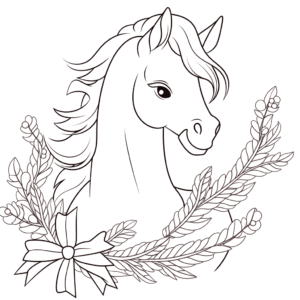 Desenho de celebrações de natal dos cavalos para colorir
