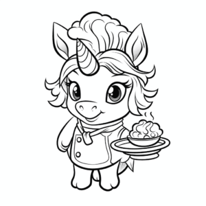 Desenho de chef unicórnio para colorir