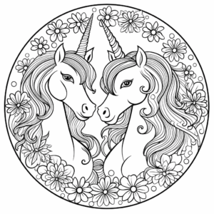 Desenho de círculo de unicórnios para imprimir para colorir
