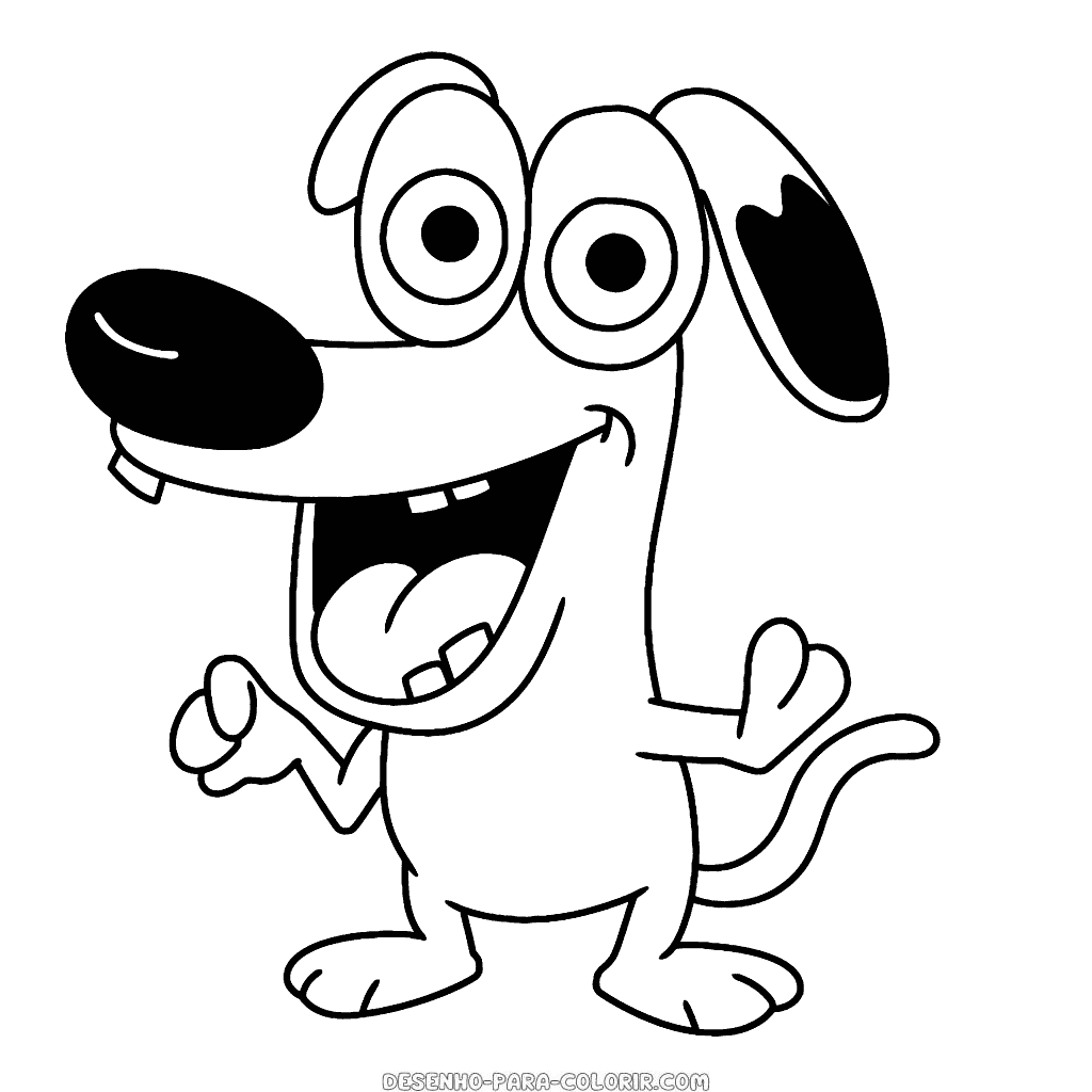 Desenho de coragem, o cão covarde para colorir