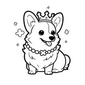 Desenho de corgi e crown para colorir