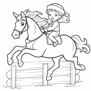 Desenho de corrida de barril de cavalos para colorir