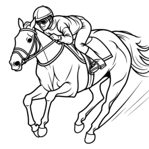 Desenho de corrida de cavalos para colorir
