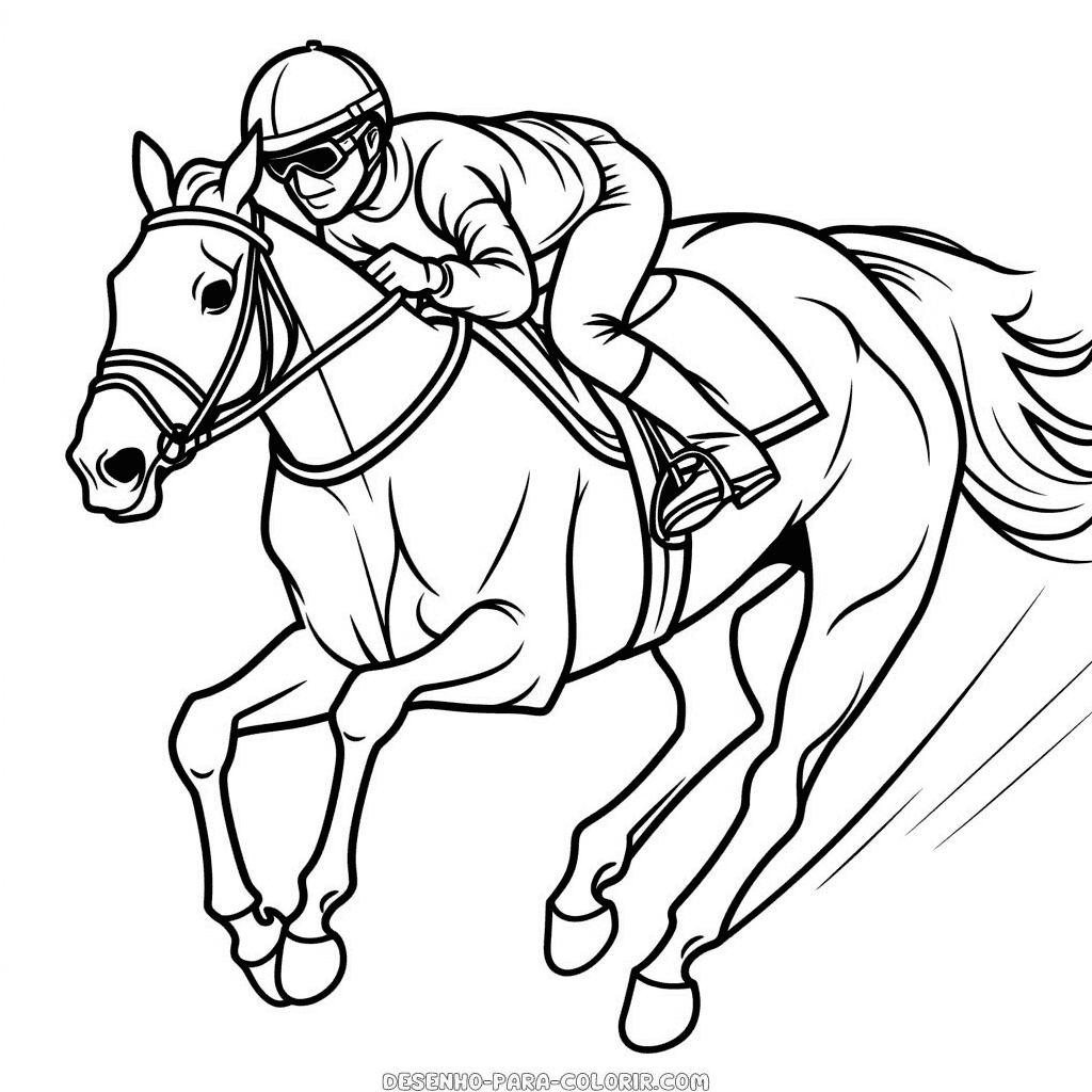 Desenho de corrida de cavalos para colorir
