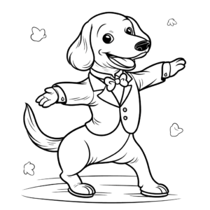 Desenho de dachshund dançante para colorir