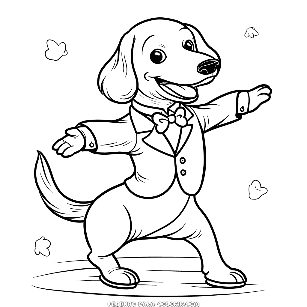 Desenho de dachshund dançante para colorir