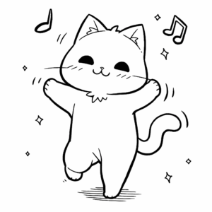 Desenho de emoji de gato sorridente com coração para colorir