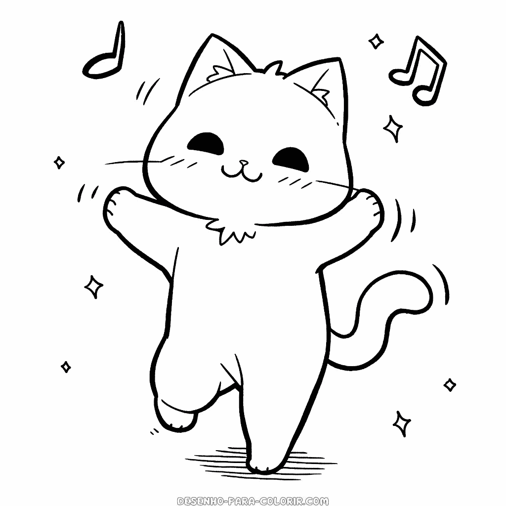 Desenho de dança dos gatos para colorir