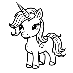 Desenho de desenho animado de unicórnio para colorir