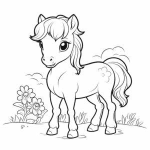 Desenho de desenho livre do cavalo doce para colorir