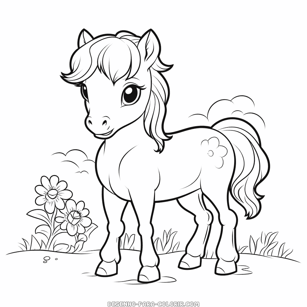 Desenho de desenho livre do cavalo doce para colorir