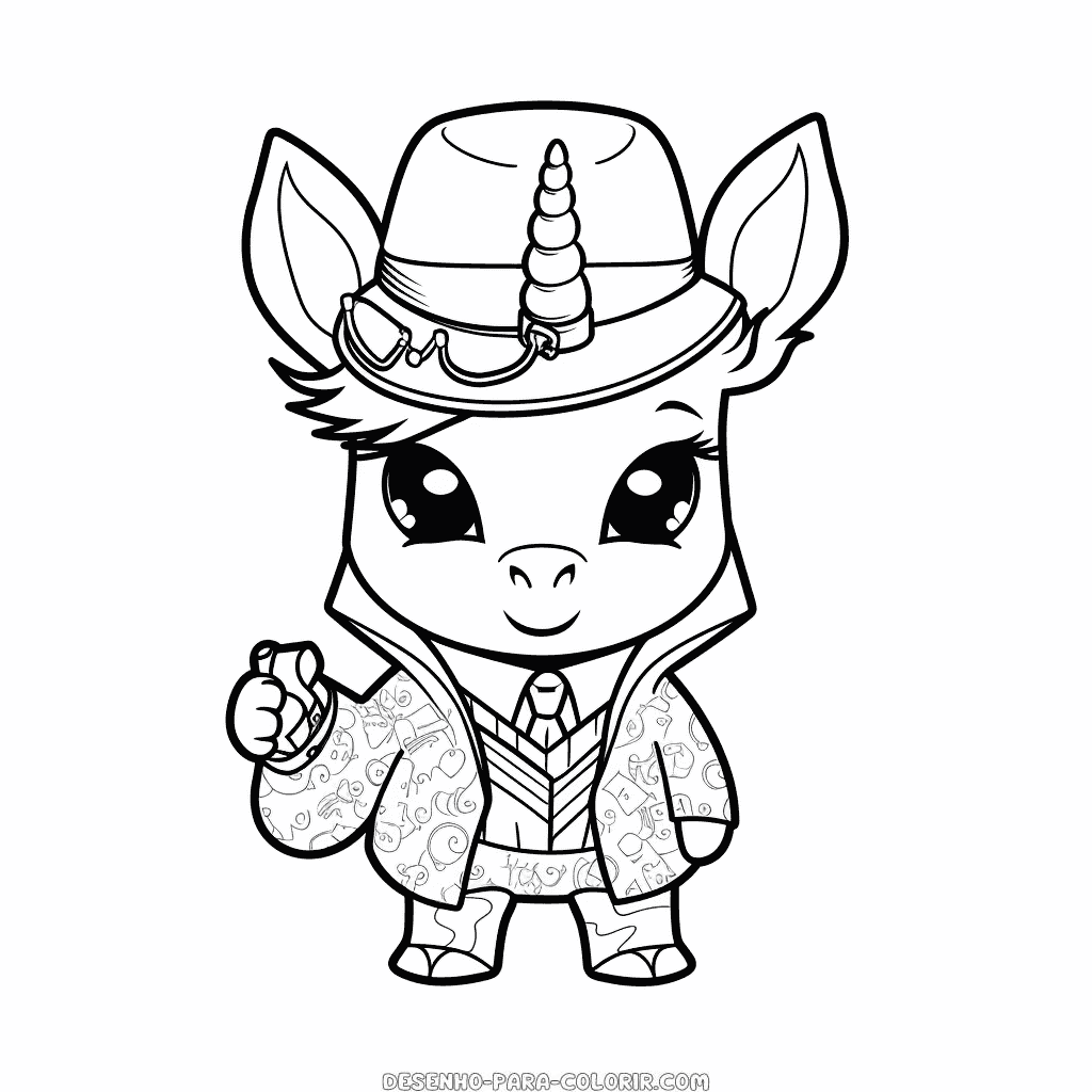 Desenho de detetive unicórnio para colorir