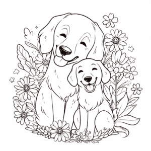 Desenho de dia das mães cachorro para colorir