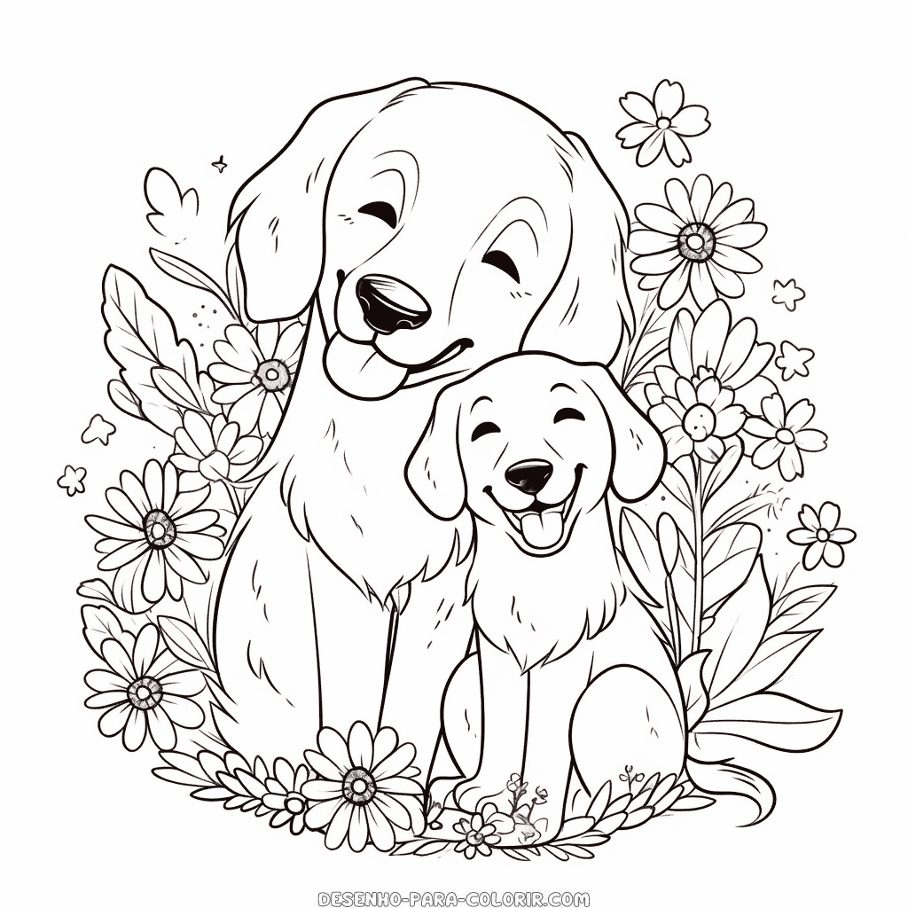 Desenho de dia das mães cachorro para colorir