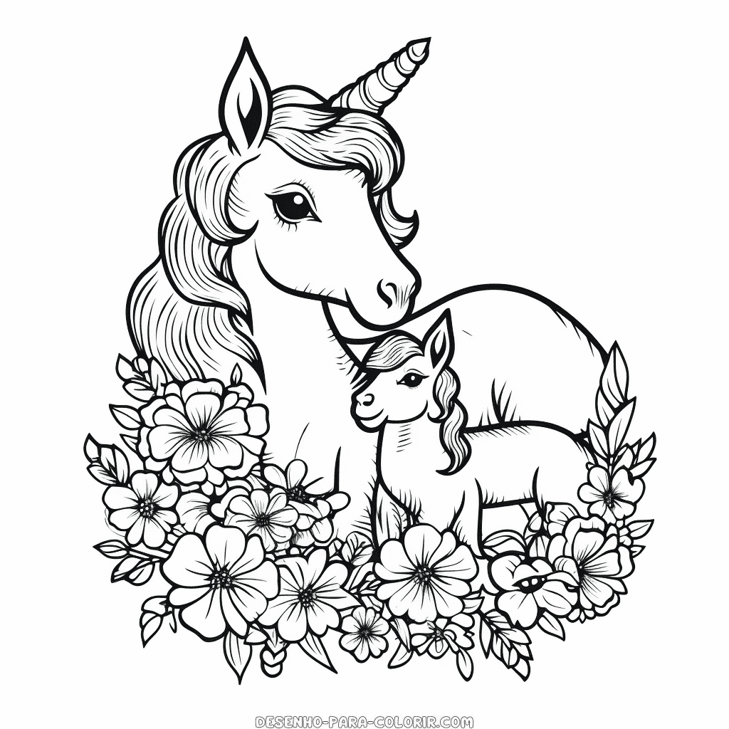 Desenho de dia das mães unicórnio para colorir