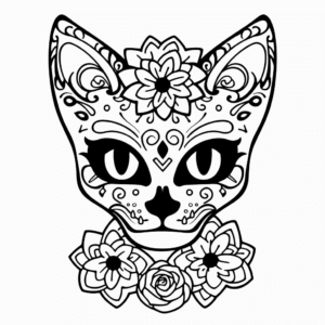 Desenho de dia do gato morto para colorir