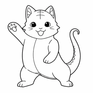 Desenho de dinossauro gato para colorir