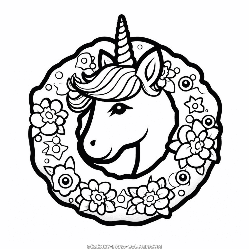Desenho de donut de unicórnio para colorir