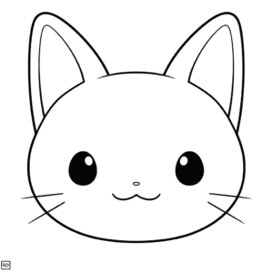 Desenho de emoji de gato sorridente com coração para colorir