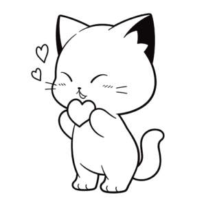 Desenho de emoji de gato se beijando para colorir
