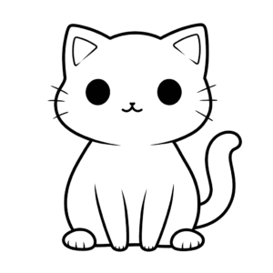 Desenho de emoji de gato simples para colorir