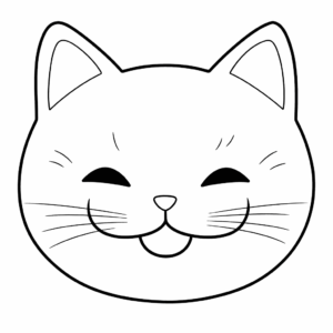 Desenho de emoji de gato sorridente com coração para colorir