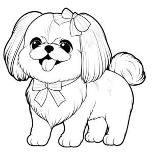 Desenho de exposição de shih tzu para colorir