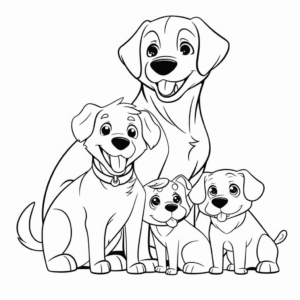 Desenho de família canina para colorir