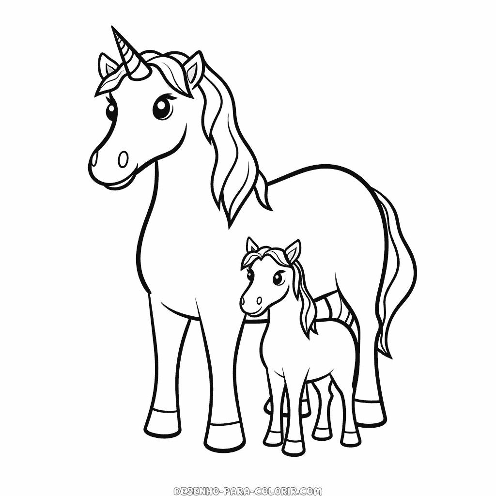 Desenho de família unicórnio para colorir