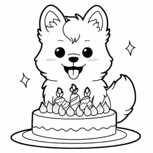 Desenho de feliz aniversário do cachorro para colorir