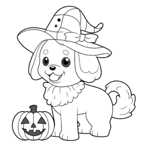 Desenho de feliz halloween para cães para colorir
