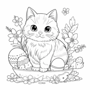 Desenho de feliz páscoa gato para colorir