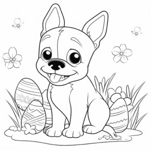 Desenho de feliz páscoa para o cachorro para colorir