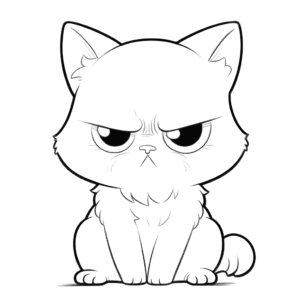Desenho de gatinho mal-humorado para colorir