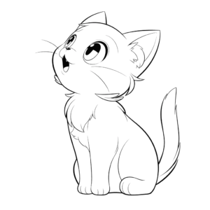 Desenho de gatinho miando para colorir