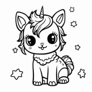 Desenho de gatinho unicórnio para colorir