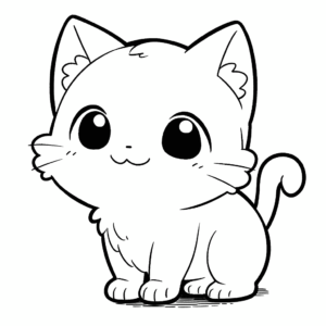 Desenho de gato adorável em desenho animado para colorir