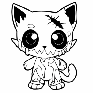 Desenho de gato assustador de halloween para colorir